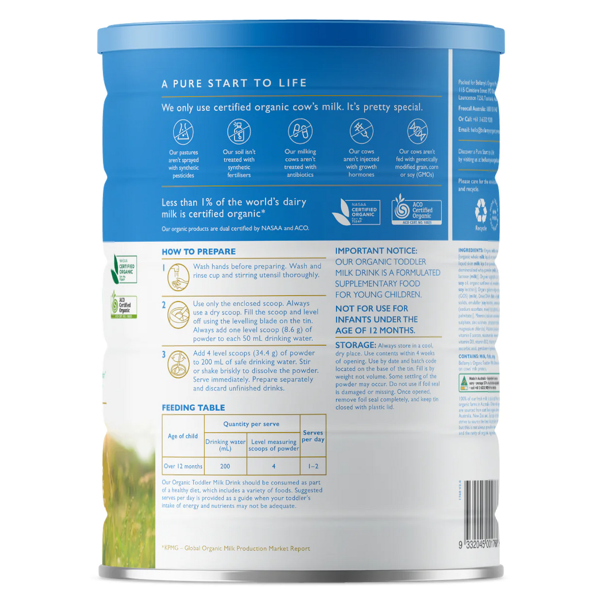 Bellamy's Step 3 Organic Toddler Milk Drink - 900g – MILKBAR SG
